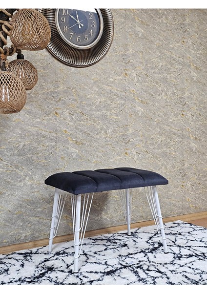 Metal Beyaz Tel Ayaklı 60 cm Puf Bench - Puf - Bench - Oturak - Mutfak Oturağı - Antre Oturağı Füme Renk 60 x 40 Boyut/ebat modelleri