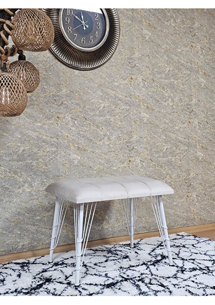 Metal Beyaz Tel Ayaklı 60 cm Puf Bench - Puf - Bench - Oturak - Mutfak Oturağı - Antre Oturağı Krem Renk 60 x 40 Boyut/ebat modelleri