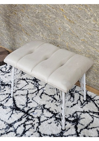 Metal Beyaz Tel Ayaklı 60 cm Puf Bench - Puf - Bench - Oturak - Mutfak Oturağı - Antre Oturağı Krem Renk 60 x 40 Boyut/ebat fırsatları