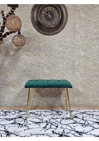 Metal Gold Tel Ayaklı 60 cm Puf Bench - Puf - Bench - Oturak - Mutfak Oturağı - Antre Oturağı Yeşil Renk 60 x 40 Boyut/ebat fiyatları
