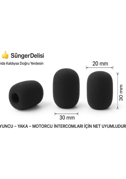 Mikrofon Süngeri 2’li - Motorcu & Yaka Mikrofonu Uyumlu Rüzgar Önleyici Set