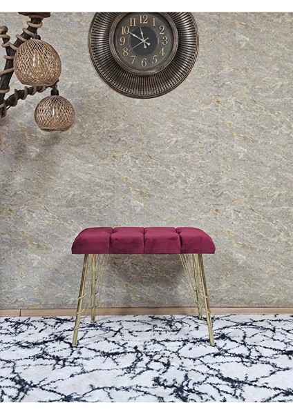 Metal Gold Tel Ayaklı 60 cm Puf Bench - Puf - Bench - Oturak - Mutfak Oturağı - Antre Oturağı Bordo Renk 60 x 40 Boyut/ebat fiyatları