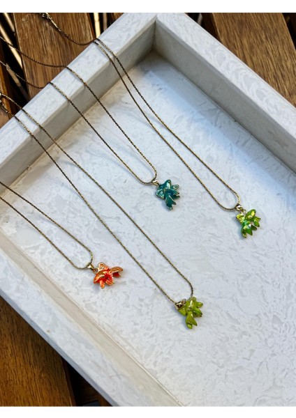 Yeşil Balık Detaylı Çelik Kolye