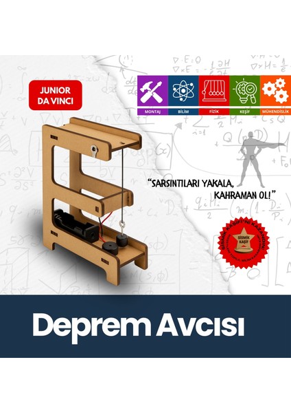 Deprem Avcısı – Çocuklar Için Eğitici Ahşap Stem Oyuncak | Junior Da Vinci Bilim Seti