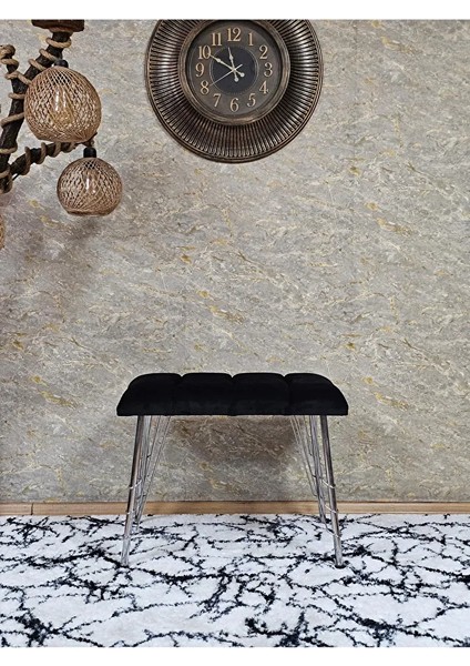 Metal Krom Tel Ayaklı 60 cm Puf Bench - Puf - Bench - Oturak - Mutfak Oturağı - Antre Oturağı Siyah Renk 60 x 40 Boyut/ebat fiyatları