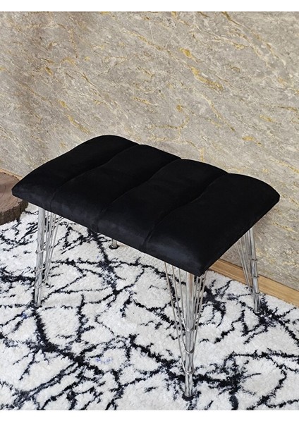 Metal Krom Tel Ayaklı 60 cm Puf Bench - Puf - Bench - Oturak - Mutfak Oturağı - Antre Oturağı Siyah Renk 60 x 40 Boyut/ebat fırsatları