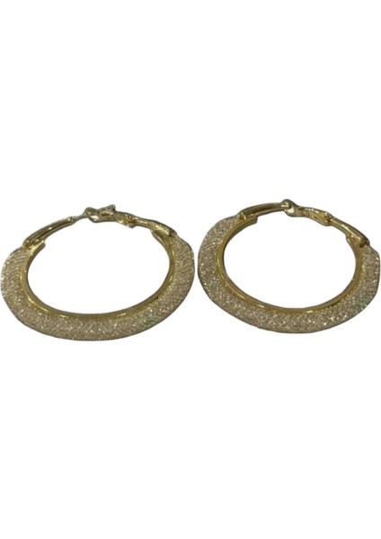 Çelik Küpe Zirkon Taşlı Altın Rengi Halka Küpe, Parlak ve Modern Tasarım Trend Şık Gösterişli Takı indirimleri