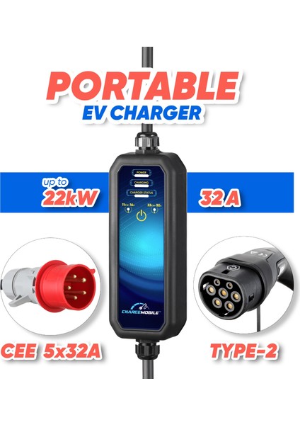 22KW Taşınabilir Elektrikli Araç Şarj Istasyonu