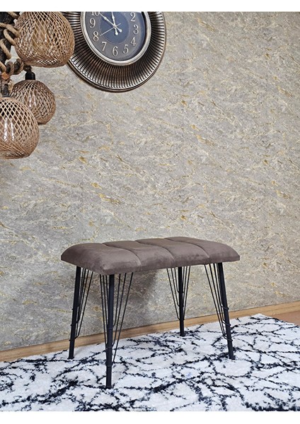 Metal Siyah Tel Ayaklı 60 cm Puf Bench - Puf - Bench - Oturak - Mutfak Oturağı - Antre Oturağı Kahverengi Renk 60 x 40 Boyut/ebat modelleri