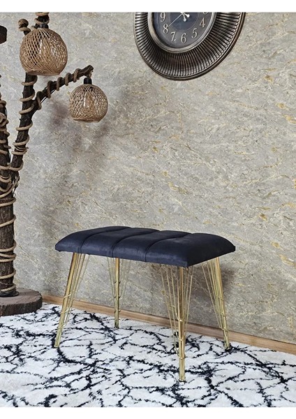 Metal Gold Tel Ayaklı 60 cm Puf Bench - Puf - Bench - Oturak - Mutfak Oturağı - Antre Oturağı Füme Renk 60 x 40 Boyut/ebat