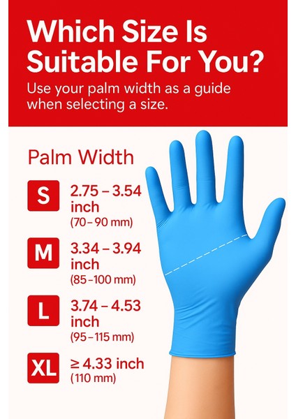 Mavi Nitril Eldiven, Tek Kullanımlık, Steril Olmayan, Pudrasız, Lateks Içermez, Muayene, Gıda Hazırlama, Pişirme, Temizlik, Mavi,kutuda 100 Adet, L Beden