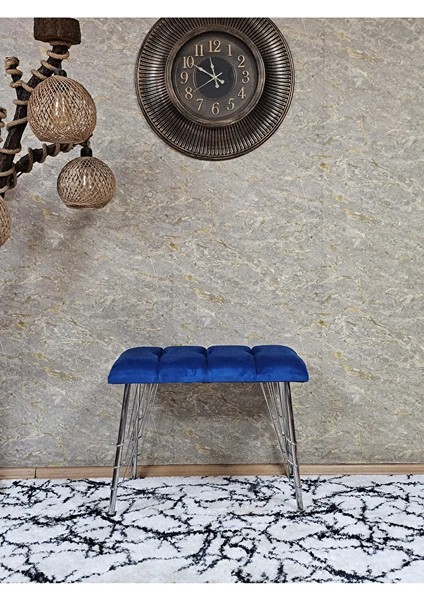 Metal Krom Tel Ayaklı 60 cm Puf Bench - Puf - Bench - Oturak - Mutfak Oturağı - Antre Oturağı Mavi Renk 60 x 40 Boyut/ebat fiyatları