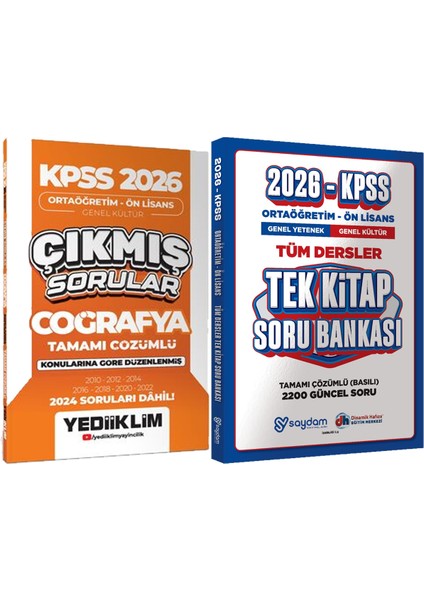Kpss 2026 Ortaöğretim-Önlisans Coğrafya Konularına Göre Çıkmış Sorular + Ortaöğretim Ön Lisans Tek Kitap Soru