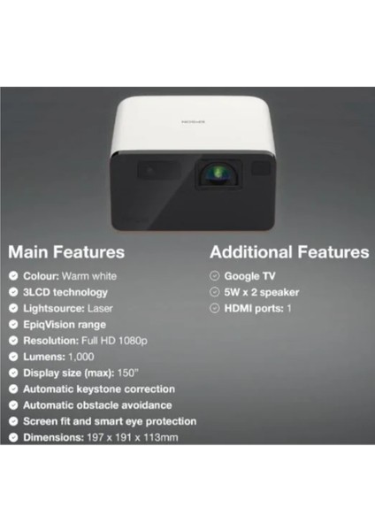 Ef-21 1000 Lümen Full Hd Mini Lazer Projeksiyon Cihazı