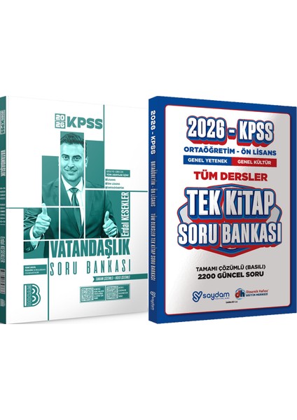 2026 Kpss Vatandaşlık Tamamı Çözümlü Soru Bankası + Ortaöğretim Ön Lisans Tek Kitap Soru