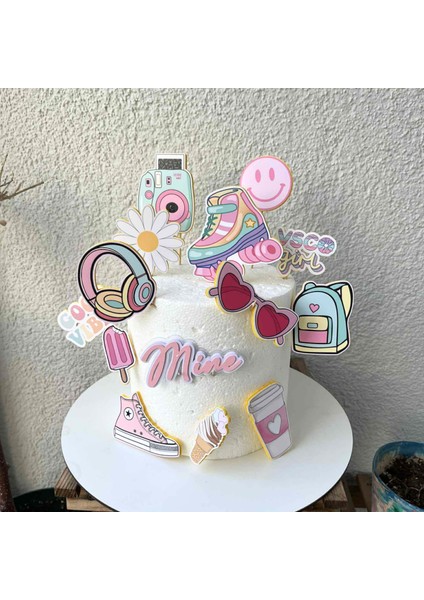Good Vibes Temalı Genç Kız Doğum Günü Kişiye Özel 3D Çubuklu Pasta Süsü Seti Cake Topper indirimleri
