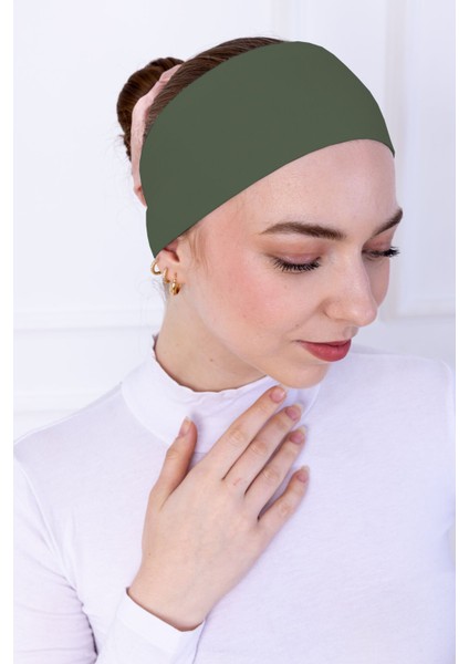 Kaymayan Silikonlu Bandana Bone - Sportif Saç Bandı Haki