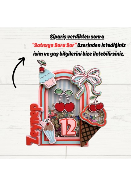 Kiraz Temalı Kız Çocuk Doğum Günü Isme Özel 3D Pasta Parti Süsü Cake Topper (22X20 Cm) fiyatları