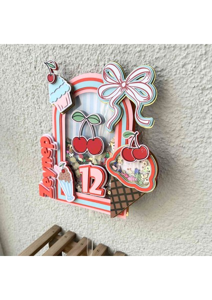Kiraz Temalı Kız Çocuk Doğum Günü Isme Özel 3D Pasta Parti Süsü Cake Topper (22X20 Cm) indirimleri