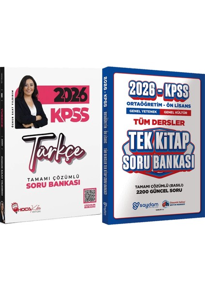 2026 Kpss Türkçe Soru Bankası Çözümlü Öznur Saat Yıldırım + Ortaöğretim Ön Lisans Tek Kitap Soru
