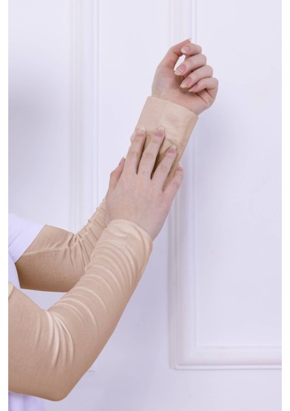 Likralı Penye Kolluk - Pratik Kadın Tesettür Düz Namaz Kolluğu 1 Çift 40CM Viskon Hijab Ten Rengi fiyatları