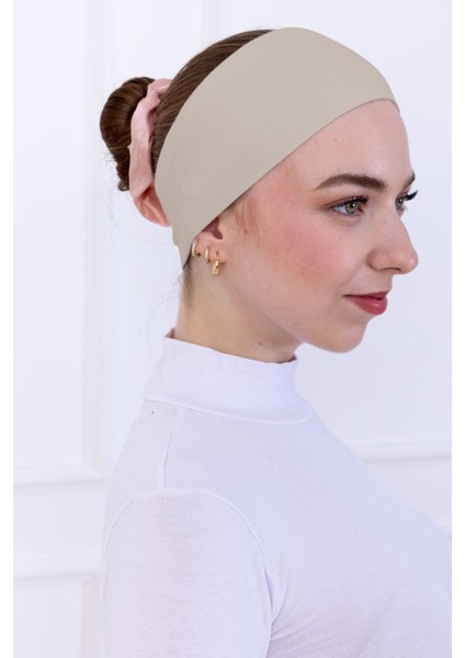 Kaymayan Silikonlu Bandana Bone - Sportif Saç Bandı Bej indirimleri