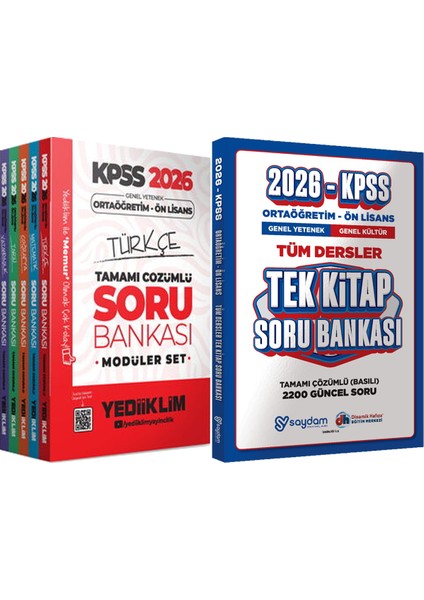 2026 Kpss Ortaöğretim Ön Lisans Tamamı Çözümlü Soru Bankası Modüler Set + Ortaöğretim Ön Lisans Tek Kitap Soru