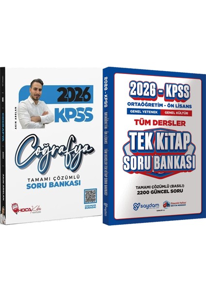 2026 Kpss Coğrafya Soru Bankası Çözümlü Akın Arslan + Ortaöğretim Ön Lisans Tek Kitap Soru