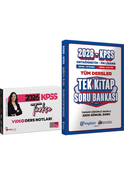 2026 Kpss Türkçe Video Ders Notları Öznur Saat Yıldırım + Ortaöğretim Ön Lisans Tek Kitap Soru