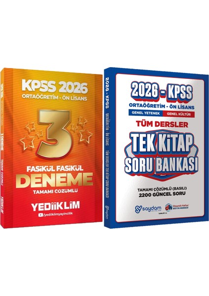 2026 Kpss Ortaöğretim-Önlisans Tamamı Çözümlü 3 Yıldız Fasikül Deneme + Ortaöğretim Ön Lisans Tek Kitap Soru