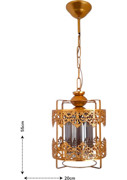 Taç Tekli Avize Gold – Füme Renkli Camlı, Modern Metal Gövdeli Sarkıt Aydınlatma modelleri