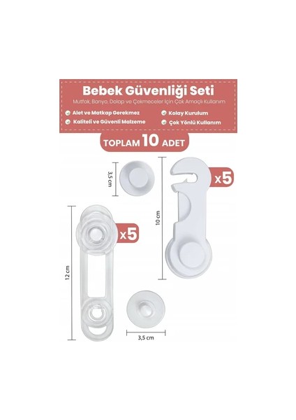 5 Adet Mandallı Dolap ve 5 Çekmece Çok Amaçlı Çocuk Bebek Güvenlik Kilit Emniyet fiyatları