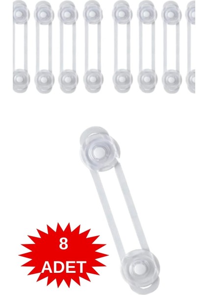 8 Adet Uzun Bebek ve Çocuk Klozet ve Güvenlik Dolap Çekmece Kilidi