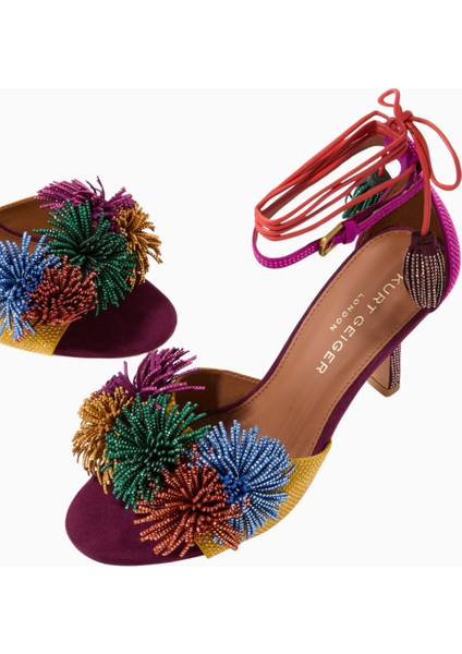 Pom Pom 70 Ankle Tie Süet Topuklu Sandalet fırsatları
