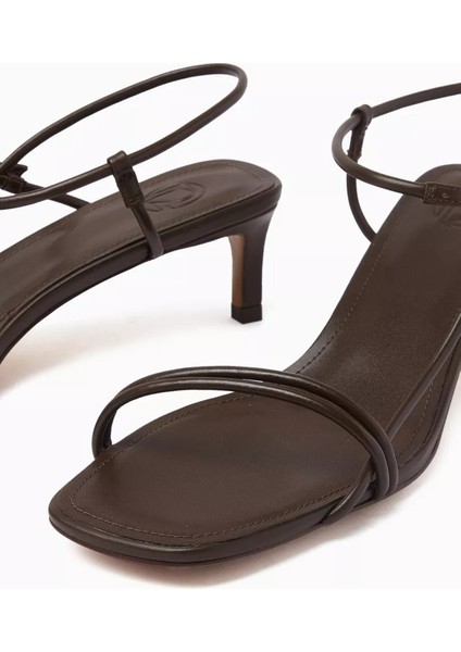 50MM Topuklu Deri Sandalet, Kare Burunlu fırsatları