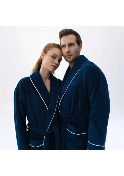 Pansy Pima Pamuk Unisex Bornoz Lacivert