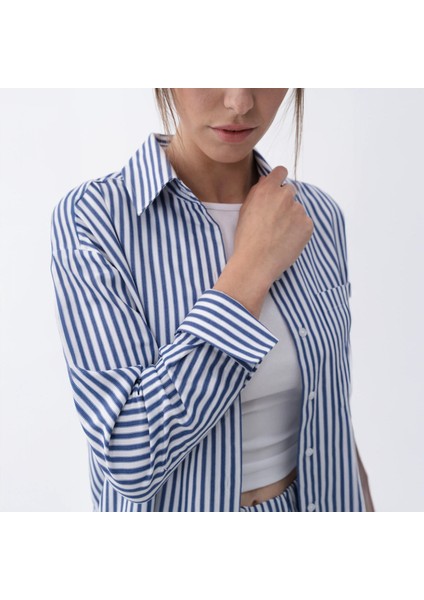 Renna Kadın Dokuma Uzun Kollu Gömlek Lacivert fırsatları