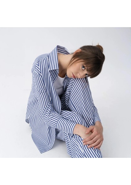 Renna Kadın Dokuma Uzun Kollu Gömlek Lacivert indirimleri