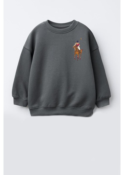 Erkek Çocuk Baskılı 3 Iplik Kumaş Pamuklu Sweatshirt