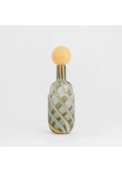 Lyon Yeşil Krem Çizgili Cam Vazo 12X39 cm fiyatları