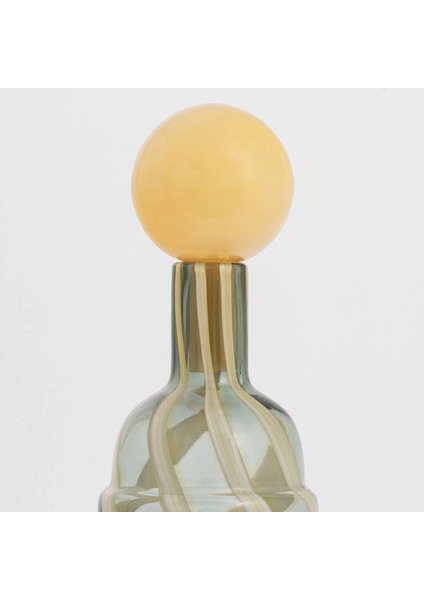 Lyon Yeşil Krem Çizgili Cam Vazo 12X39 cm modelleri