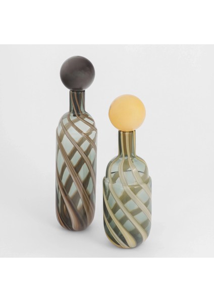 Lyon Yeşil Krem Çizgili Cam Vazo 12X39 cm fırsatları