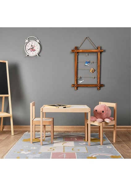 Natürel Çocuk Çalışma Masası Takımı, Şık ve Kullanışlı, Gri Renk, Eğitim ve Oyun Için Ideal