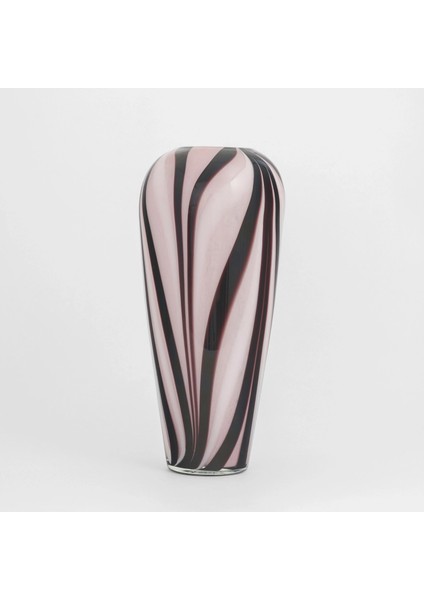 Romy Pembe Siyah Cam Vazo 19X40 cm