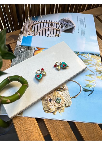 Strawberry Vıp Seri Çilek Kalp Charmlı Küpe