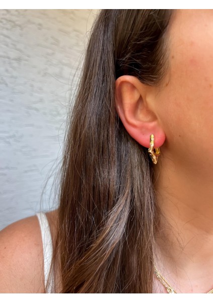 Vıp Seri Zirkon Taşlı Yıldız Halka Küpe