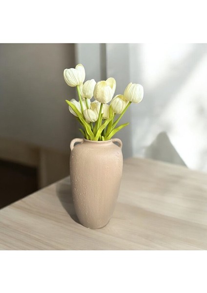 Dokulu, Kulplu, Seramik Vazo, Bej Vazo fiyatları