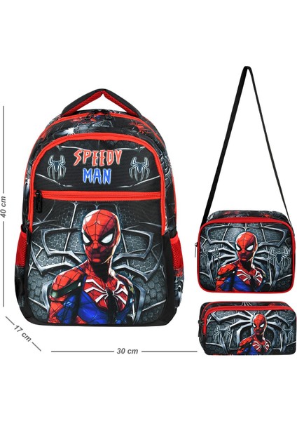 Siyah Erkek Çocuk Spor Okul Çantası ve Kalemlik Seti