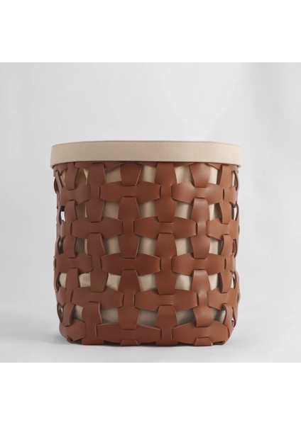 Royce Deri Örgü Sepet Büyük Taba fırsatları