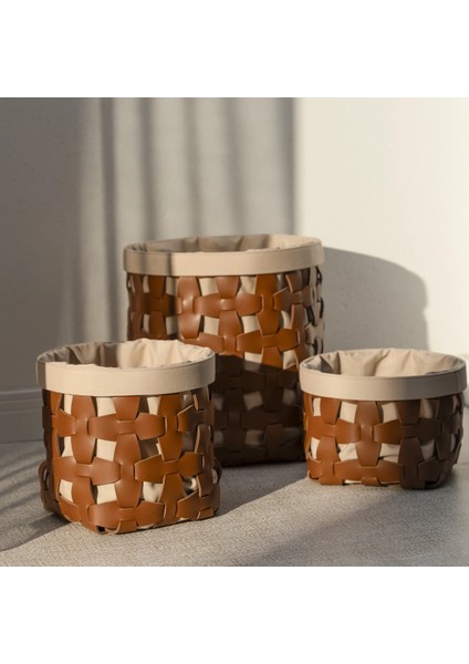 Royce Deri Örgü Sepet Büyük Taba indirimleri